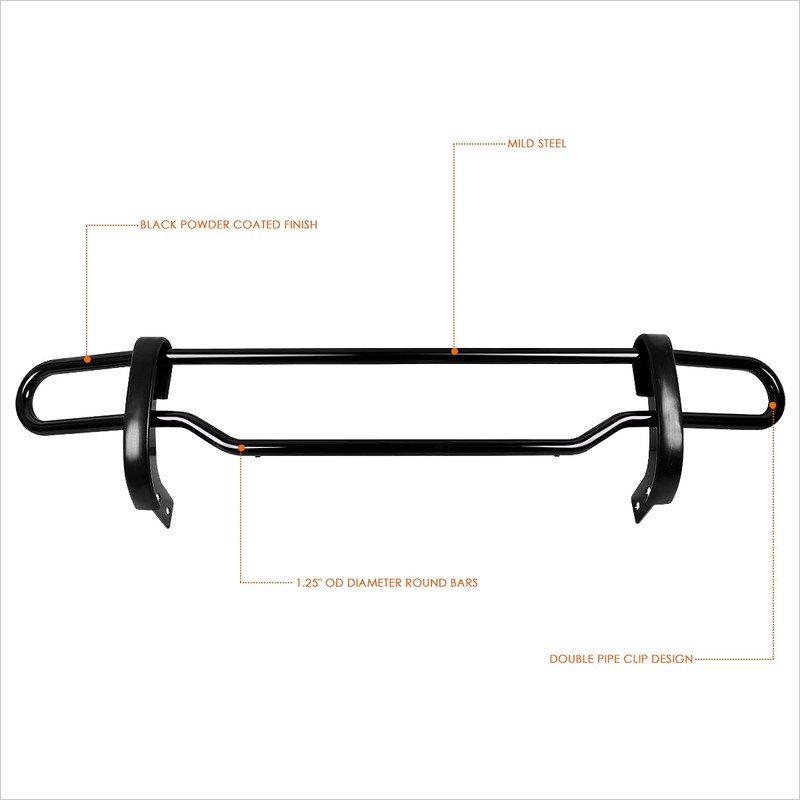 Black Coated Double Pipe Rear Bumper Protector Guard Compatible with