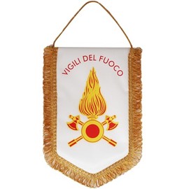 Sfiziosa Gagliardetto Araldico Vigili del Fuoco Pentagonale Misura 20x28 cm