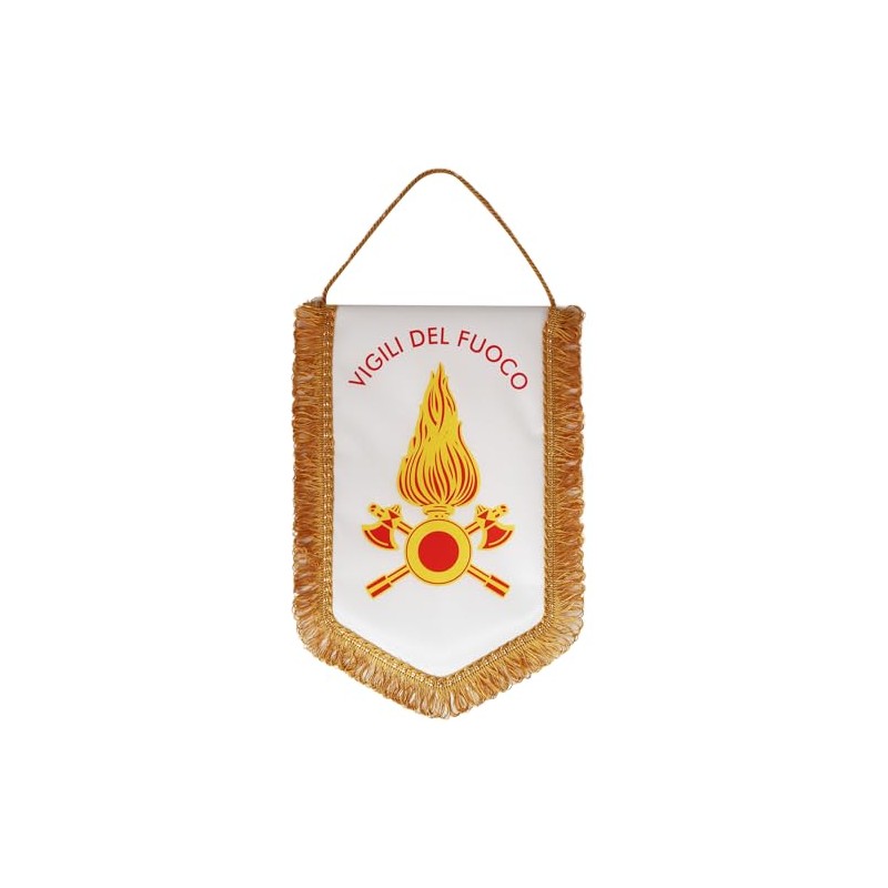 Sfiziosa Gagliardetto Araldico Vigili del Fuoco Pentagonale Misura 20x28 cm