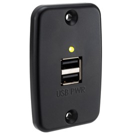 RecPro RV Black Dual USB Charger Outlet | 2 Wire | 5V | 2.4 Amp | LED