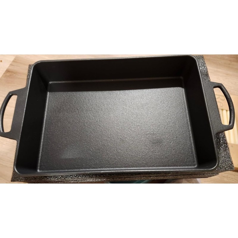 KEESHA 9x13 Inch Cast Iron Detroit Pizza Pan