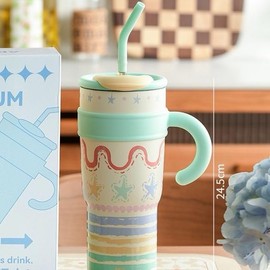 Cute Cat Insulated Straw Cup Stylish Large-Capacity Water Bottle for Hot and Cold Drinks Stainless Steel Bottled Tumbler Portable:_star_700ml