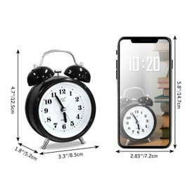 OWill Twin Bell Alarm Clock with 3D Dial Simple, Super Extra Loudest Ringing for Adults, Heavy Sleepers, Teenagers, Alarm Clocks for Bedrooms, Carbon Battery Operated Retro Vintage Old School Classic