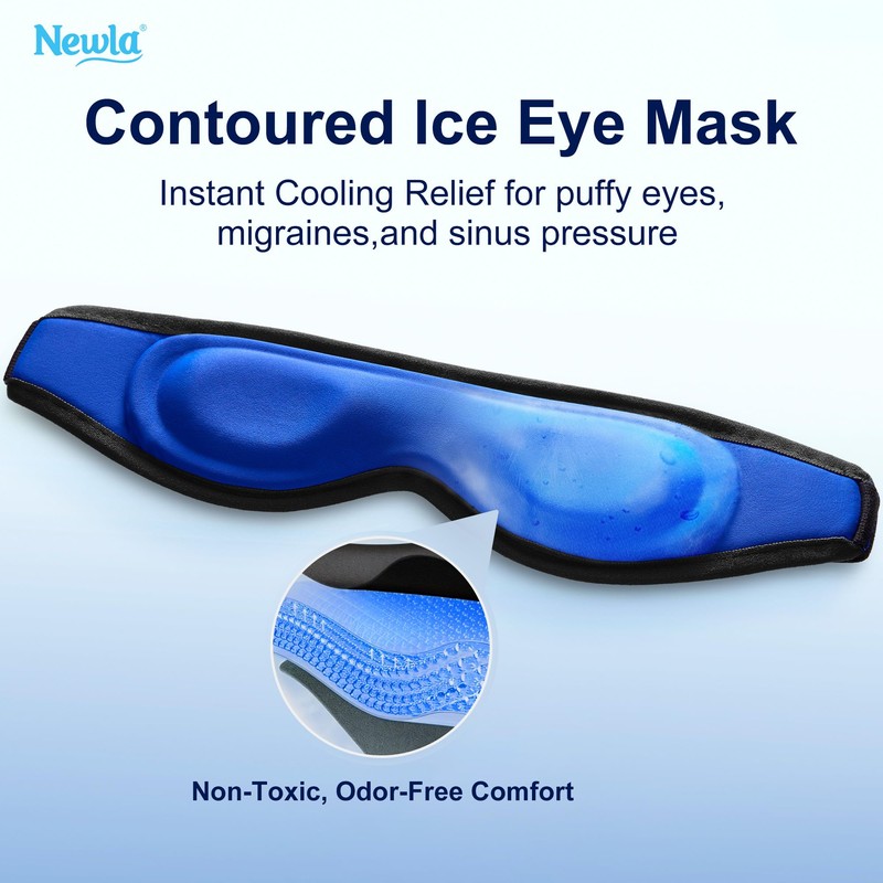 Cooling Gel Eye Mask for Puffiness, Contoured Cold Compress for