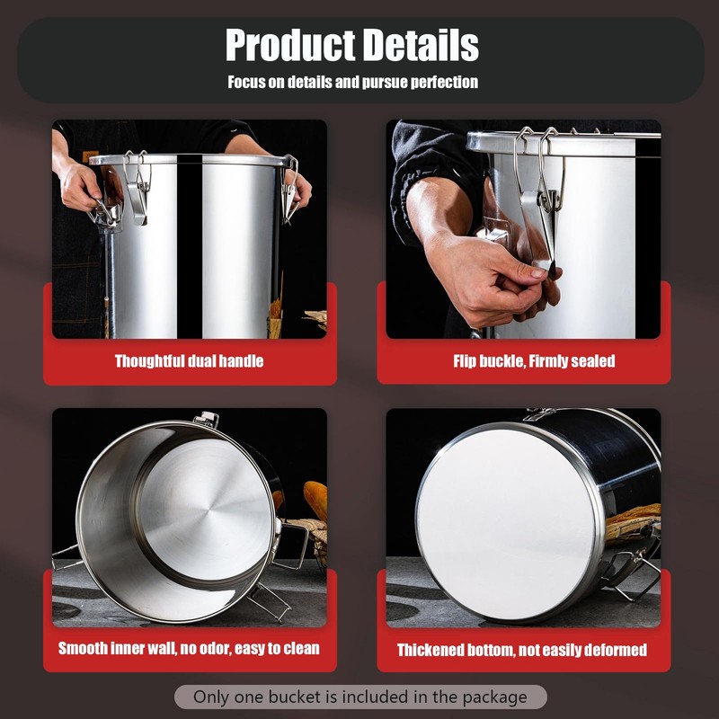 QaalSXytor 【Upgraded 304 Stainless Steel】 12L/3.2Gal Airtight Canister for Kitchen