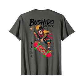 Samurai Skateboarder Bushido Dragon Deck (ART BACK) T-Shirt
