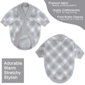 Algudbilt Dog Sweater - Winter Clothes for Small Dogs & Cats XXS to XL, Knitwear Jacket, Stretchy Coats for Dogs Boy & Girl, Warm Deluxe Puppy Costume Outfit - Pet Apparel (Silver Grey, X-Large)