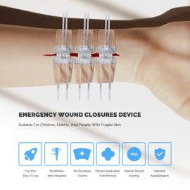 Emergency Wound Closure Device 5 Pcs - Zip Stitch Wound Closure Strips Laceration Kit Sutures - Bandaids for Wounds Repair Without Sew - Quick Clot First Aid Wound Care for Outdoor Hiking