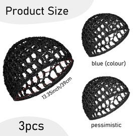 3Pcs Hair Net Soft Rayon Mesh Crocheted Hairnet Sleep Cap Mesh Cover Curls Hair Net Snoods Elastic Hairnet Hair Cover Accessories for Women Men Night Sleeping Thick Long Short Curls Hair