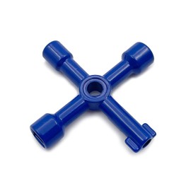 QYQRQF 4-Way Multi-Functional Utility Key, 4 in 1 Universal Cross Key Stainless Steel Triangle Square Key for Water Gas Meter Valve Elevator Cabinet (Blue)