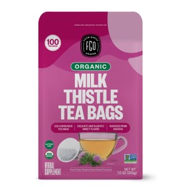 FGO Organic Milk Thistle Tea, 100 Count, Eco-Conscious Herbal Tea Bags, Resealable Bag, Caffeine Free, Packaging May Vary (Pack of 1)