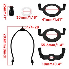 bociloy 2 Sets 8 Inch Lamp Shade Harp Holder Kit, Lamp Harp Frame with Finials, 3/8 Standard Saddle E14 E26 E27 Light Base UNO Fitter Adapter (Black)