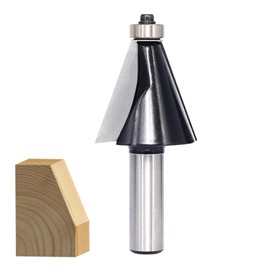 SICWOOD Chamfer Router Bit 1/2 Shank, 22.5° Degree Carbide 2-Flute Chamfer Cut, Edge Forming Bevel Router Bit, Chamfer Bit Miter Angle Router Cutters, for Miter Joints