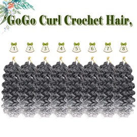 Vomella GoGo Curl Crochet Hair 8 Packs Water Wave Crochet Hair 10 Inch Curly Crochet Hair for Women Short Beach Curl Crochet Hair Synthetic Deep Twist Crochet Hair Extensions(Tgray#)