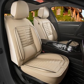 RAWAKORW Car Seat Covers Fit for Subaru Crosstrek 2016-2023 2024 with Lumbar Support Airbag Faux Leather (Full Set, Beige)