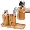 Lyellfe Silverware Holder, Bamboo Utensil Organizer with Tray, Rustic Farmhouse