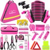 HLWDFLZ Car Roadside Emergency Kit - Pink Roadside Assistance Emergency