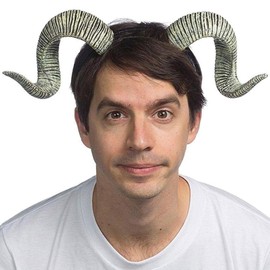 HMS unisex adult Supersoft Ram Horns Costume Headwear, Gray, One Size US