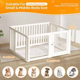 Dog Fence Pet Playpen, Clear Dog Playpen, Easy to Install and Remove Dog Playpen and Kennel Playpen, Suitable for Dogs, Cats, Rabbits, Indoor pet playpen with Transparent Panels（10 Panel）