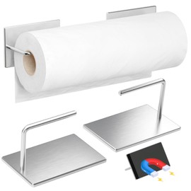 PAVSTINE Kitchen Paper Holder, Magnet, Cut with One Hand, Set of 2, Compatible with Overseas Large Rolls, Paper, 18-8 Stainless Steel, Rust Resistant, Strong Magnets, Paper Towel Holder, For
