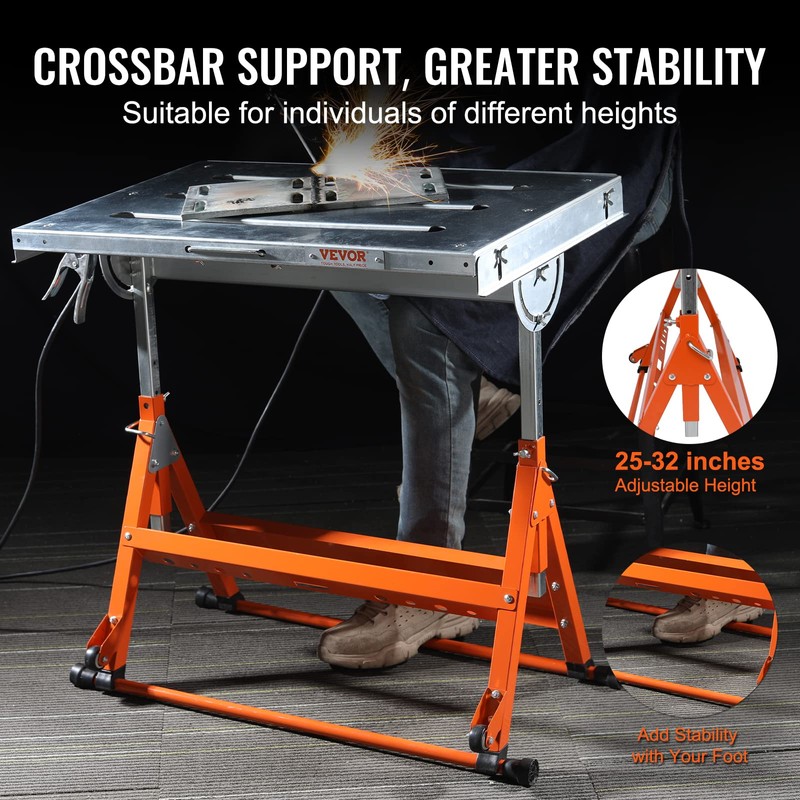 VEVOR Welding Table Foldable 30"x20", Welding Workbench Table 400lbs Load