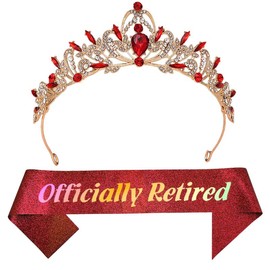 Dgasin Retirement Party Set - Red Tiara & Sash for Women