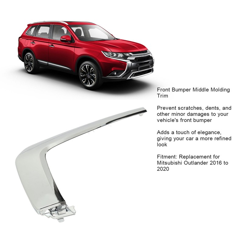 Front Bumper Middle Molding Trim ABS Chrome Replacement for Mitsubishi