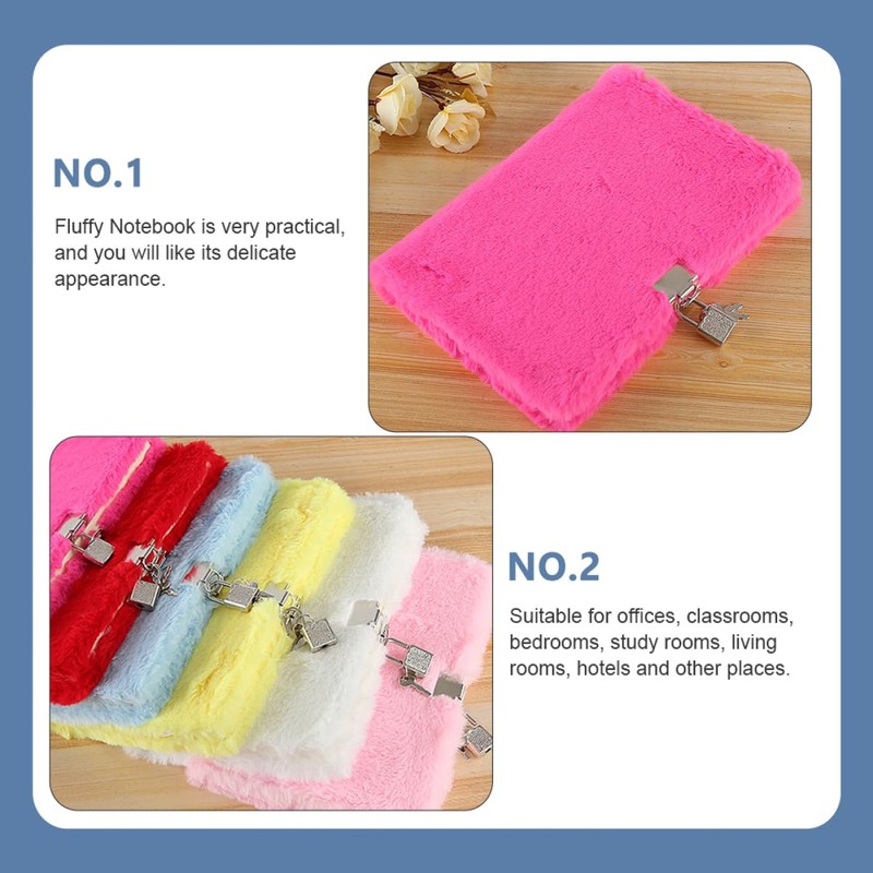 Kisangel Adorable Plush Notebook with Lock Cute Diary for Girls