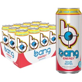 Bang Energy Sour Ropes, Sugar-Free Energy Drink, 16-Ounce (Pack of 12)