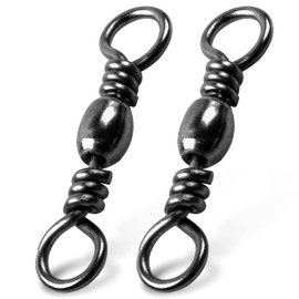 High Strength Fishing Barrel Swivel - Stainless Steel Fishing Swivels Barrel Solid Ring with Black Coated Fishing Line Connector for Seawater Freshwater Fishing 44Lb-165Lb