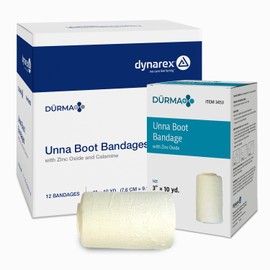 Dynarex Unna - Vendaje para botas, empaquetado individualmente, proporciona compresión personalizada, con óxido de zinc, fundido suave, 3 x 10 yardas 