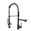 Modern Single-Hole Matte Black with Gold Pull Down Kitchen Faucet