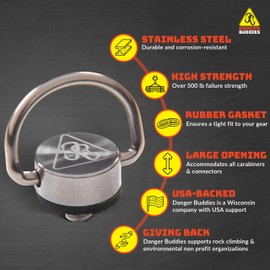 DANGER BUDDIES XL Camera Carabiner Clip D-Ring - Easily Attach a Camera Strap or Carabiner to Your Camera with This 1/4-20 Tripod Mount D-Ring Adapter Screw (2-Pack)