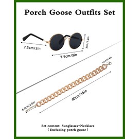 PODOEIL Porch Goose Outfits, Plastic Goose Chain Collar and Sunglasses, Goose Statue Sunglasses Gold Collar for Garden Goose, Funny Goose Decor Accessories for Lawn Outdoor Garden Yard (Pink)