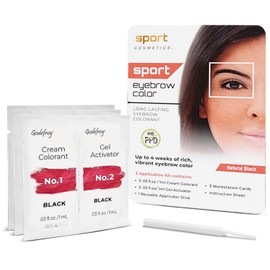 Sport Cosmetics Eyebrow Color For Women, 3 Application Kit, Natural Black