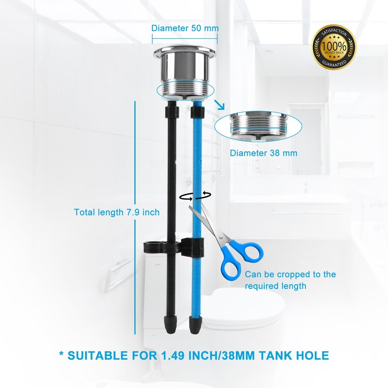 Toilet Push Button, 38mm Thread Diameter Dual Push Flushing Button,