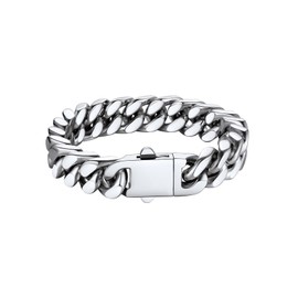 Bestyle Miami Curb Chain Bracelet, for Men/Women, Stainless Steel, Chic, with Engraving, Customisable Gift, Stainless Steel