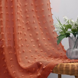 KOUFALL Rust Curtains 90 Inches Long for Living Room Boho Window Sheer Dark Burnt Orange Curtain Panles for Bedroom 90 Inch Length Pair Set of 2,Terracotta Colored