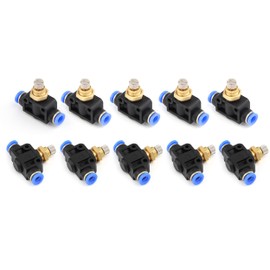 SNS Pneumatic Shut-off Valve, Throttle Check Valve with Plug-In Connection, Quick Connector, Pneumatic Connector, Push In (8 mm) SPA-8, Pack of 10