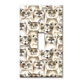 Art Plates 1 Gang Toggle Wall Plate - Brown Cat Toss