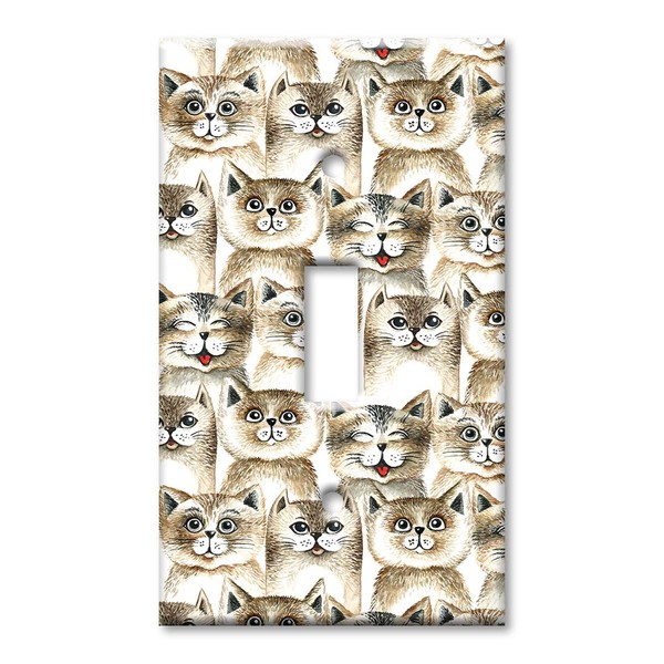 Art Plates 1 Gang Toggle Wall Plate - Brown Cat