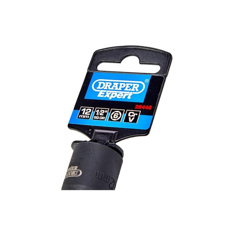 Draper 28446 Expert Impact Socket, 1/2" Square Drive, 12mm ,