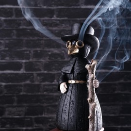 2024 UPGRADE Plague Doctor Incense Holder, Plague Doctor Cone Burner Eyes will Smoke, Handmade Craftfor Desktop Resin Ornament for Home Decoration, Effective Stress & Anxiety Relief. (Large Doctor)