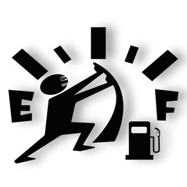 Funny Gas Gauge Car Decal, Fuel Tank Empty Design, High Gas Consumption for Cars, Vans & Trucks, 5 x 4 inches, Black