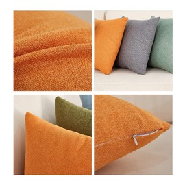Lieson Decorative Cushion Living Room, Linen Cushion Covers, Set of 2, Couch Cushions, 45 x 45 cm, Orange