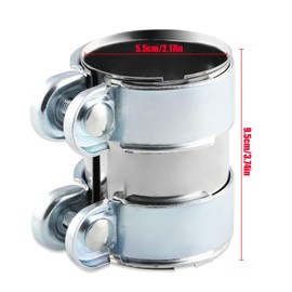 Tkxjry Double Clamp, Exhaust Pipe Clamp, Exhaust Clamp, Pipe Connector, Double Clamp, Stainless Steel Exhaust Clamp, Pipe Connector, for Exhaust Pipe with Diameter (S)