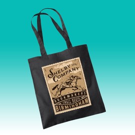 WillowGifts Shelby Bookmakers Tote Bag Cotton Shopper Birmingham City Period Crime Drama Gang Family Gangster TV Show Series Newsboy Flat Cap Gift Present (Black)