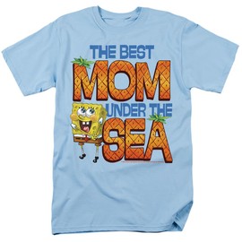 Spongebob Squarepants Mother's Day Best Mom Under The Sea Unisex Adult T Shirt, Light Blue, Large