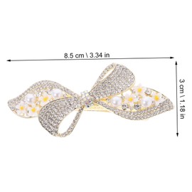 Beavorty Alloy Pearl Rhinestone Spring Hair Clip Arc Shaped Large Metal Decorative Hairpin for Thick and Thin Hair Stylish Accessory for Daily Wear and Parties Gift