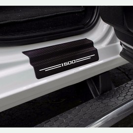 4 Pcs Carbon Fiber Car Door Sill Scuff Plate Auto Door Entry Guard Scratch Shield for GMC Sierra 1500 Auto Accessories (White, 1500)
